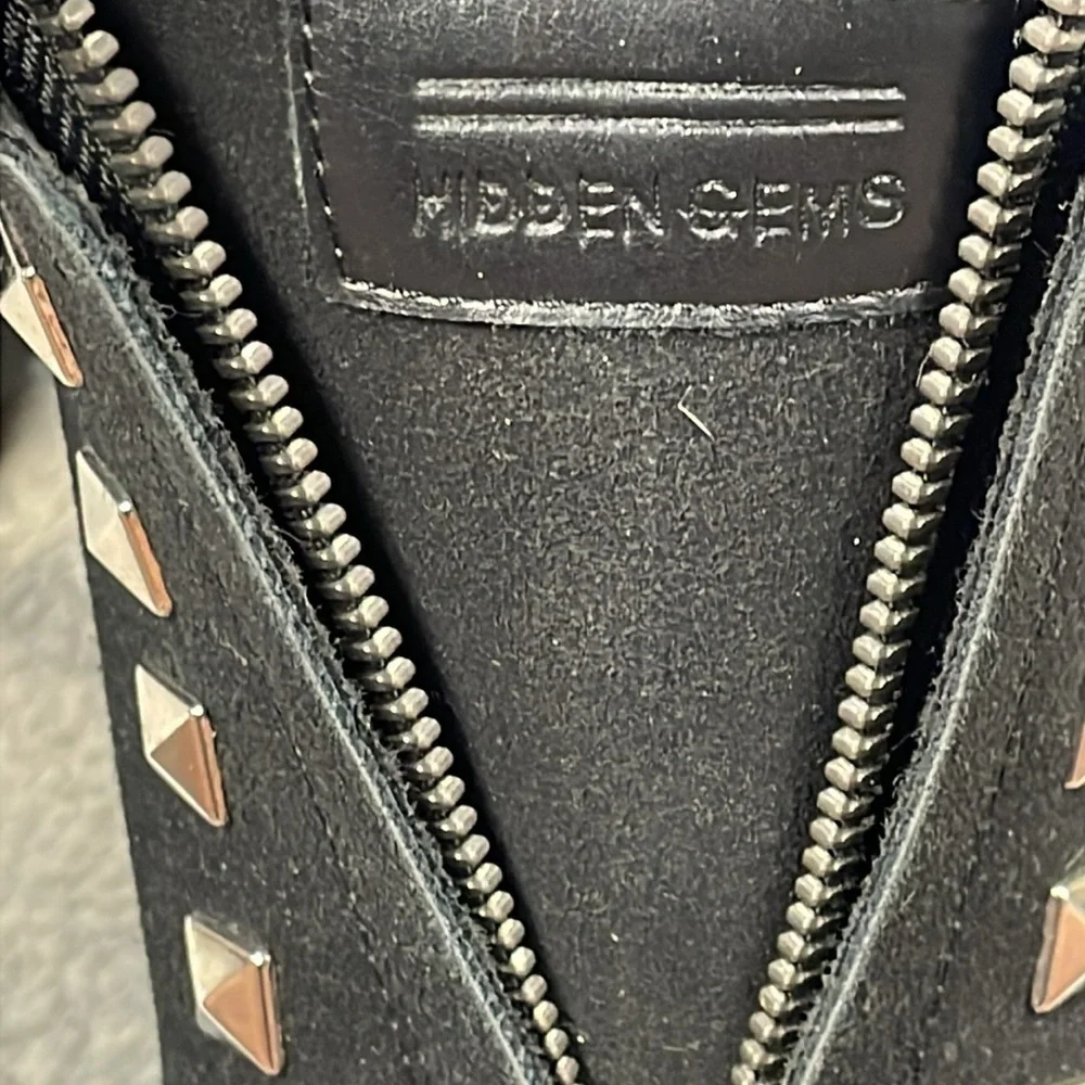 New Hidden Gems Rockstud Riot Combat Ankle Boots Black Goth Emo Sz 13